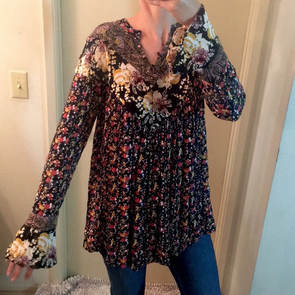 Free People Tunic Long Sleeve Top Size L - Picture 2 of 6